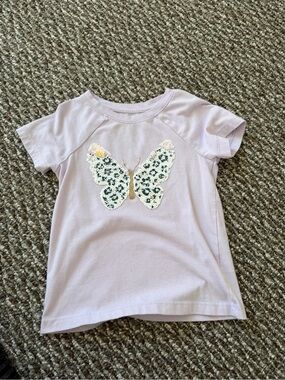 Girls Lavender Butterfly Sequin Tee